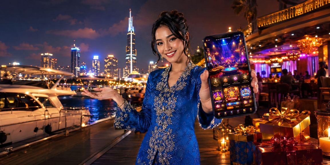 Suasana kasino mudah alih gaya Kuala Lumpur dengan pemain memakai baju kurung